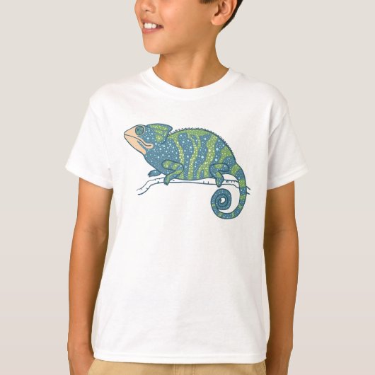青と緑のカメレオン Tシャツ (正面)