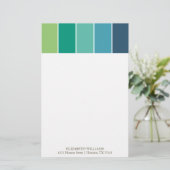 青と緑のカラーブロック 便箋 (スタンド正面)