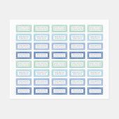 青と緑のギンガムプレイド四小学校校 ラベル (シート)