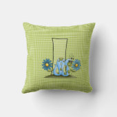 青と緑のギンガムレターIインチワーム クッション (裏面)