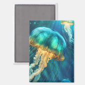 青と緑のクラゲ マグネット (正面/裏面)