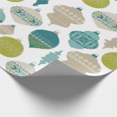 青と緑のクリスマスオーナメント ラッピングペーパー (角)