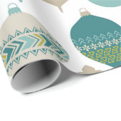 青と緑のクリスマスオーナメント ラッピングペーパー (ロールコーナー)