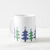 青と緑のクリスマスツリー コーヒーマグカップ (正面左)
