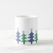 青と緑のクリスマスツリー コーヒーマグカップ (中央)