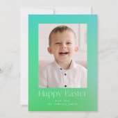 青と緑のグラデーションのイースター写真 シーズンカード (正面)