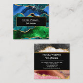 青と緑のグリッターピーコックアゲート スクエア名刺 (正面/裏面)