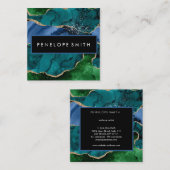 青と緑のゲート抽象芸術スクエアビジネスカード スクエア名刺 (正面/裏面)
