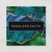 青と緑のゲート抽象芸術スクエアビジネスカード スクエア名刺 (正面)