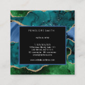 青と緑のゲート抽象芸術スクエアビジネスカード スクエア名刺 (裏面)