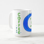 青と緑のコーヒー コーヒーマグカップ (正面左)