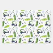 青と緑のゴルフアーガイルのストライプギフトラップシート ラッピングペーパーシート (正面2)