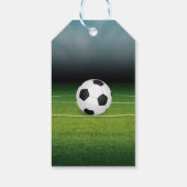 青と緑のサッカースタジアム スポーツテーマの誕生日 ギフトタグ (裏面)