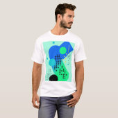 青と緑のシェイプ(ドット付) Tシャツ (正面フル)