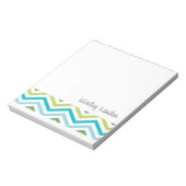 青と緑のシェブロン |メモパーソナライズされたパッド ノートパッド (回転)