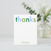 青と緑のシンプルモダンなお礼 サンキューカード (スタンド正面)