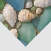 青と緑のシーガラスとシーシェルティッシュペーパー 薄葉紙 (詳細)