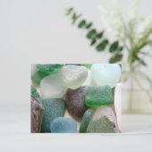 青と緑のシーガラス ポストカード (スタンド正面)