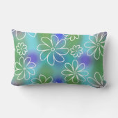 青と緑のシームレスな花柄の投薬 ランバークッション (裏面)