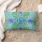 青と緑のシームレスな花柄の投薬 ランバークッション (ブランケット)