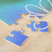 青と緑のシームレスな花柄 ジグソーパズル (側面)