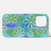 青と緑のシームレスな花柄 Case-Mate iPhoneケース (裏面 (横))