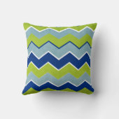 青と緑のジグザグパターン クッション (裏面)