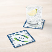 青と緑のスクラフ芸術的サッカーコースター スクエアペーパーコースター (インサイチュ)