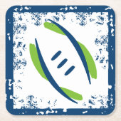 青と緑のスクラフ芸術的サッカーコースター スクエアペーパーコースター (正面)