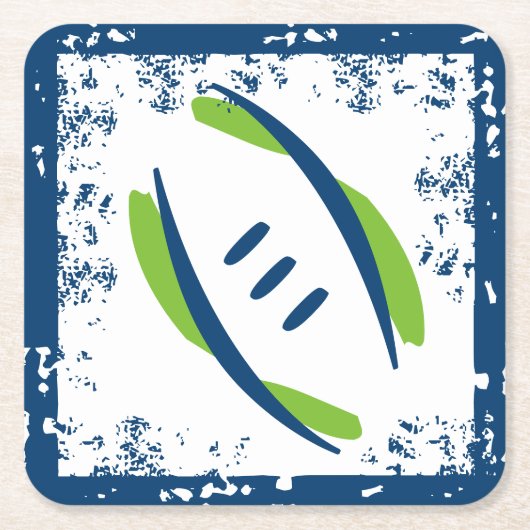 青と緑のスクラフ芸術的サッカーコースター スクエアペーパーコースター (正面)