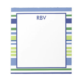 青と緑のストライプメモ帳 ノートパッド