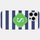 青と緑のストライプモノグラム Case-Mate iPhoneケース (裏面 (横))