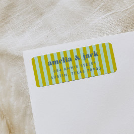 青と緑のストライプ差出人住所 ラベル