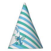 青と緑のストライプ恐竜とドラゴン パーティーハット (右)