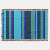 青と緑のストライプ スローブランケット (正面)