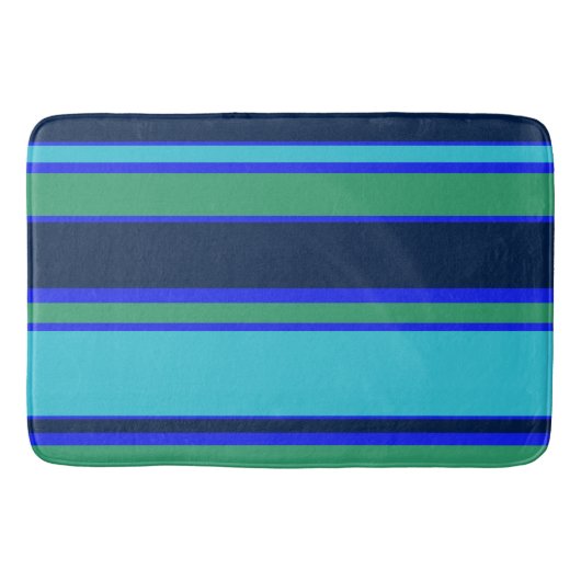 青と緑のストライプ バスマット (正面)