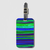 青と緑のストライプ ラゲッジタグ (正面縦)