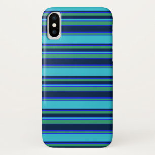 青と緑のストライプ iPhone X ケース