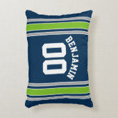 青と緑のスポーツジャージー名前をカスタムする番号 アクセントクッション (正面(垂直))