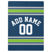 青と緑のスポーツジャージー名前をカスタムする番号 クリップボード (裏面)