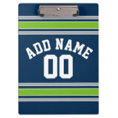 青と緑のスポーツジャージー名前をカスタムする番号 クリップボード (正面)