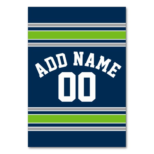 青と緑のスポーツジャージー名前をカスタムする番号 テーブルナンバー (裏面)