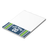 青と緑のスポーツジャージー名前をカスタムする番号 ノートパッド (回転)