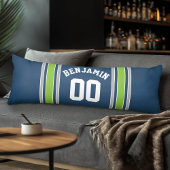 青と緑のスポーツジャージー名前をカスタムする番号 ボディピロー