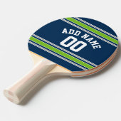 青と緑のスポーツジャージー名前をカスタムする番号 卓球ラケット (正面アングル)