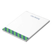 青と緑のタイのストライプメモパーソナライズされた帳 ノートパッド (回転)