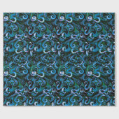 青と緑のタコ触手 ラッピングペーパー (フラット)