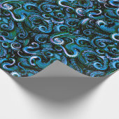 青と緑のタコ触手 ラッピングペーパー (角)