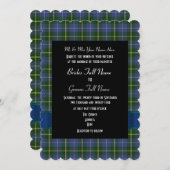 青と緑のタータンチェックのフォーマル結婚格子模様 招待状 (正面/裏面)
