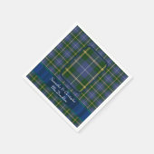 青と緑のタータンチェックの結婚格子模様 スタンダードカクテルナプキン (角)